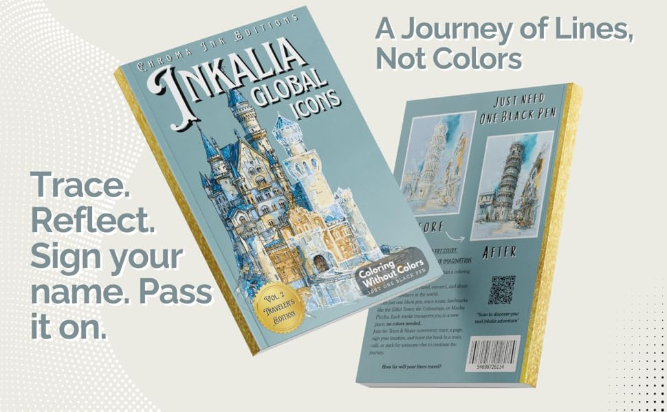 🎨✏️Ink Tracing Coloring Book - For Beginners & Stress Relief(📚Hardcover - No Bleed Pages)